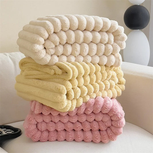 Ultra-Soft Solid Color Fleece Fur Blanket – Cozy Winter Warm Throw for Home & Couch