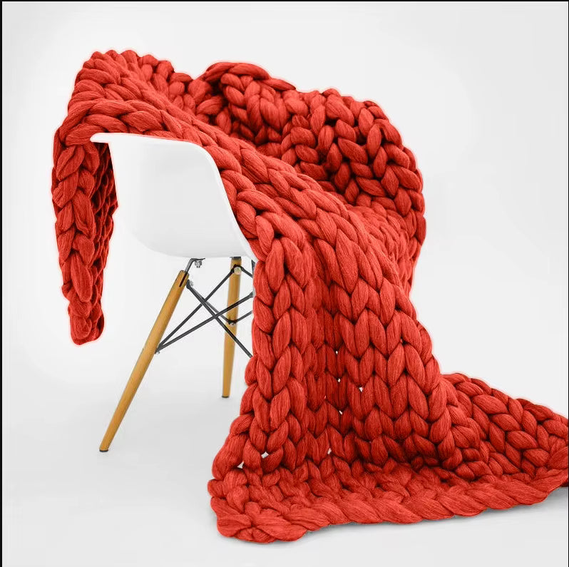Chunky Knitted Heavy Blanket – Soft Weighted Throw for Cozy Winter Comfort & Home Décor